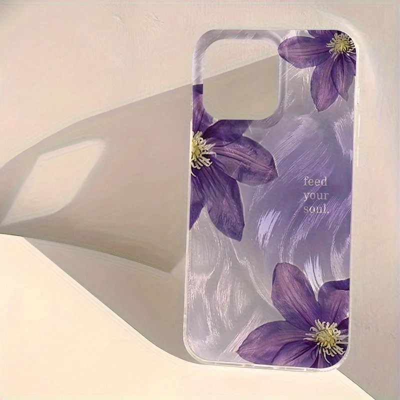 

Purple Flower Feather Texture Phone Case for Xiaomi 14T Pro 13T 11 Lite 5G Poco X7 Pro X6 X5 F7 Shockproof Aesthetic Back Cover