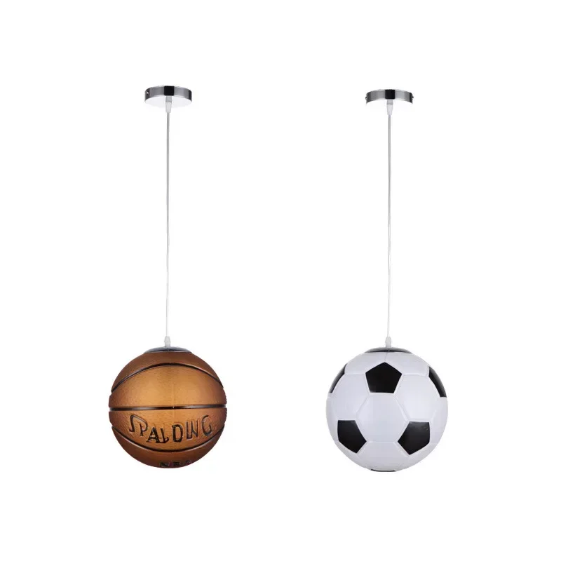 Soccer Ball LED Ceiling Lights E27 Football Bar Ceiling Lamp Creative Kids Boy's Bedroom Decoration Light Chandelier (NO bulbs)