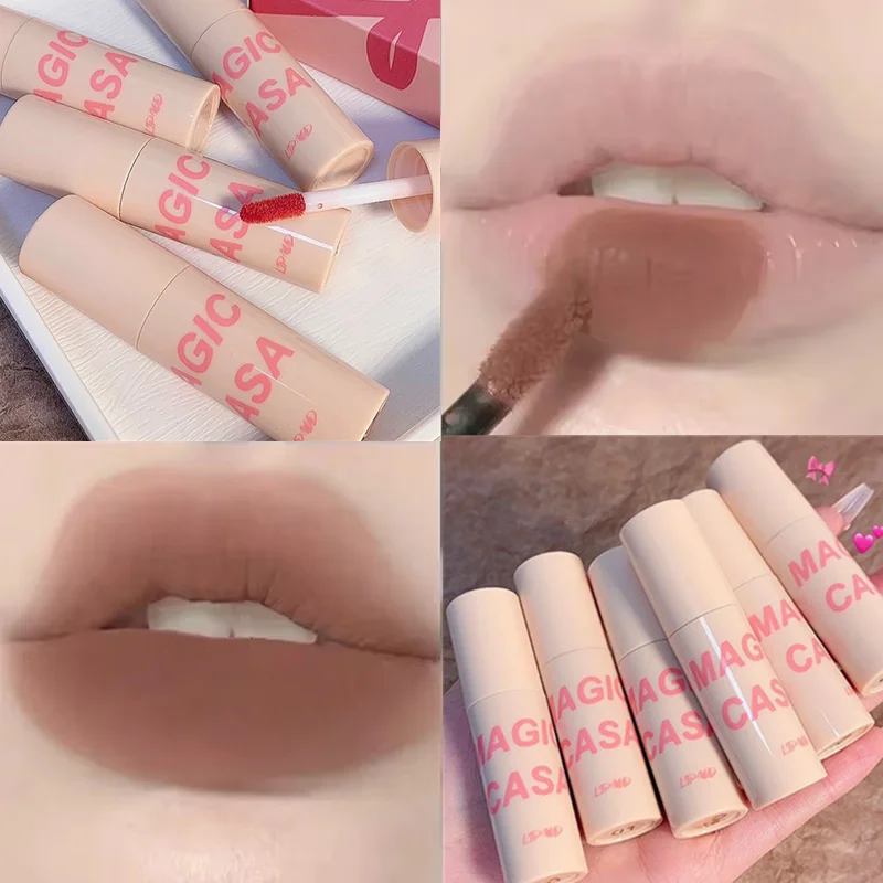 レトロなローズマットリップスティック,保湿,防水,セクシーな赤いリップ染料,リップクリーム,メイクアップ,化粧品