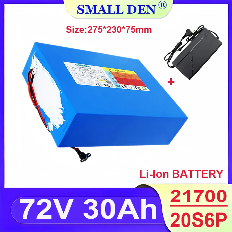 New 72V 30Ah 21700 Lithium Battery Pack 20S6P 84V Electric Bicycle Scooter Motorcycle BMS 3500W High Power Battery + 5A Charger