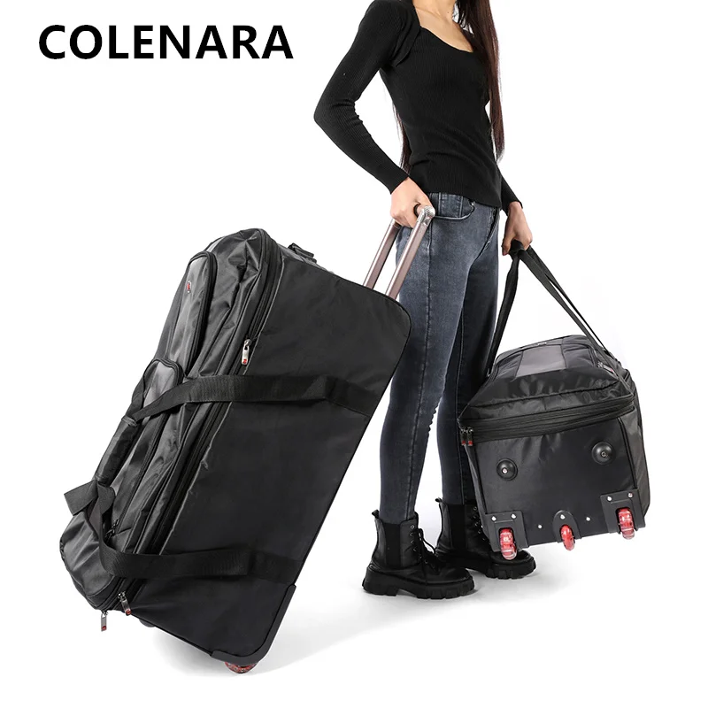 COLENARA الأمتعة أكسفورد القماش حقيبة العربة طوي سعة كبيرة السفر حقيبة التخزين الرجال الكتفين على ظهره المتداول حقيبة