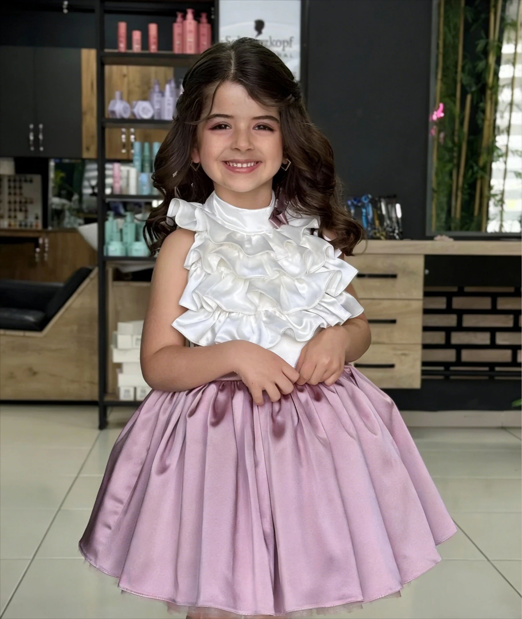 Elegant Satin Flower Girl Dress for Wedding Sleeveless Knee Lenght Kids Birthday Party First Communion Pageant Gown Custom