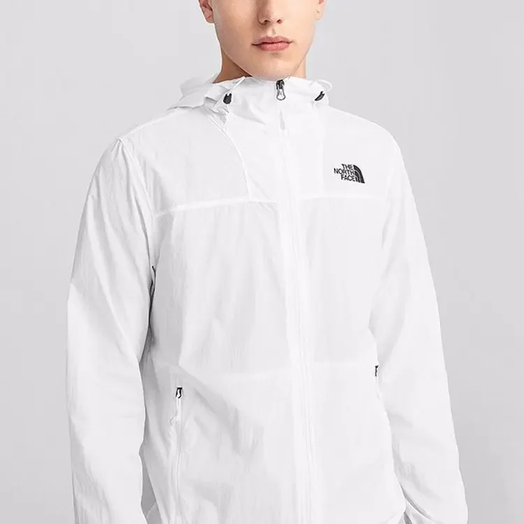 THE NORTH FACE M Upf Wind Jacket Outdoor Sports Lightweight Hooded Sunscreen Clothing Men's White NF0A4U8X-FN4