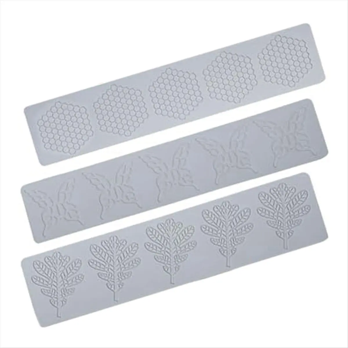 A95G Tile Cake Fondant Mold 3 Pieces Honeycomb Mold Leaf and Butterfly Reusable Embossing Mat Lace Silicone Mold