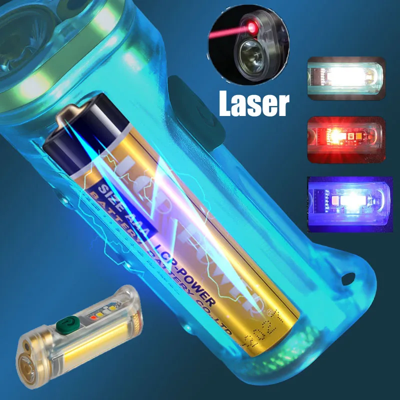 MINI Flashlight With Battery LED Keychain Torch Lamp Magnetic Camping Light 12 Modes Waterproof For Outdoor Emergency Work Light