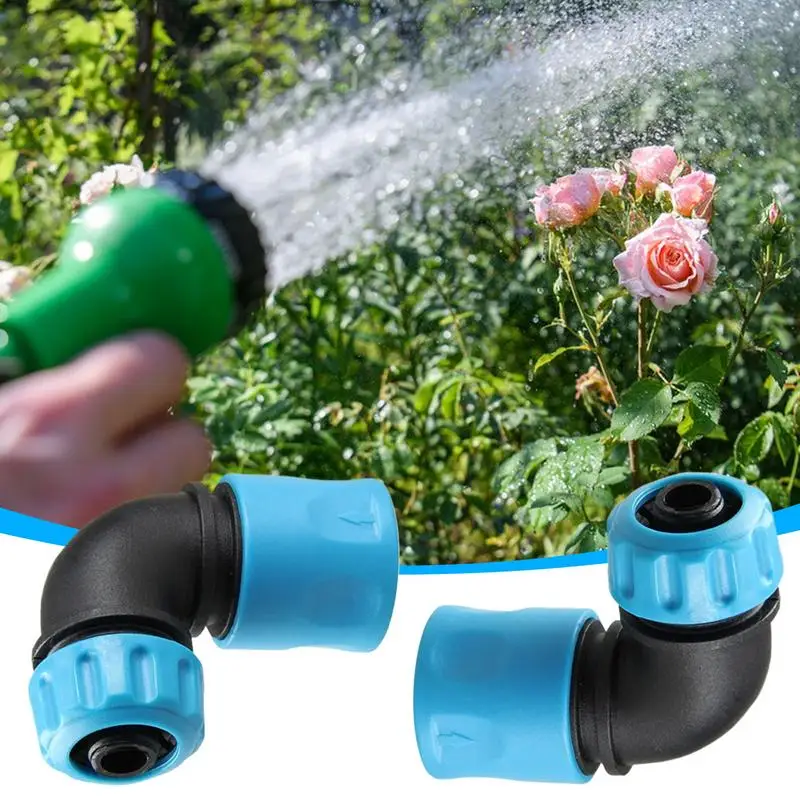 Garden Hose Connector Water Hose Fittings 2X Quick Faucet Water Splitter 90 Degrees Angle Nozzle For Irrigation System Lawn
