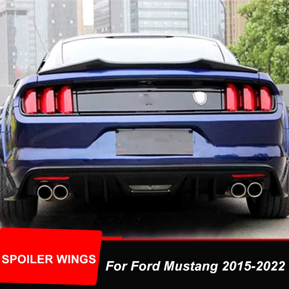 Carbon Fiber Material Spoiler Wing For Ford Mustang 2015 16 17 18 19 20 21 22 Glossy Black FRP Carbon Exterior Accessories Parts