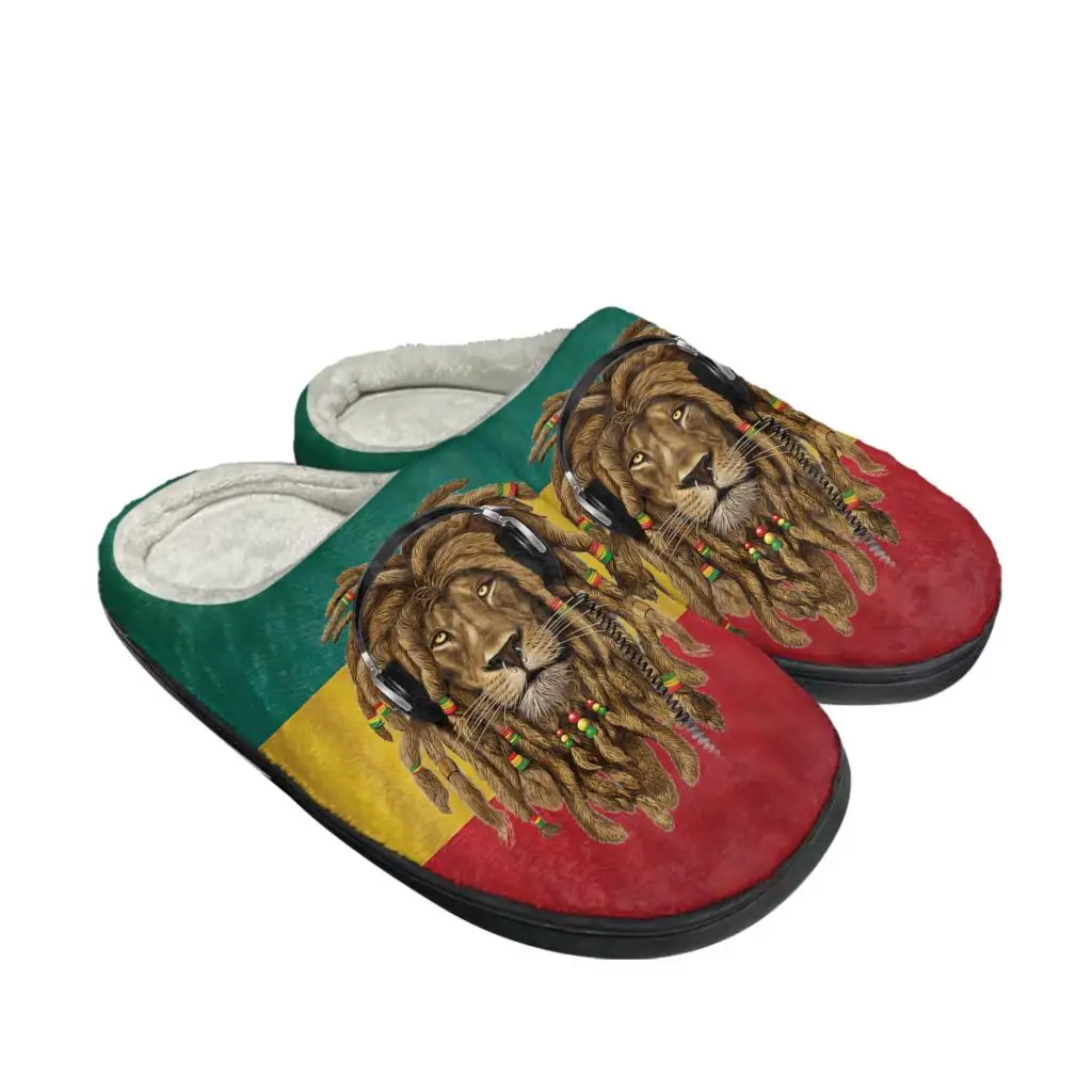 Reggae Rastafarian Rasta Rastafari Lion Of Judah Home Cotton Custom Slippers Mens Womens Sandals Plush Casual Keep Warm Shoes