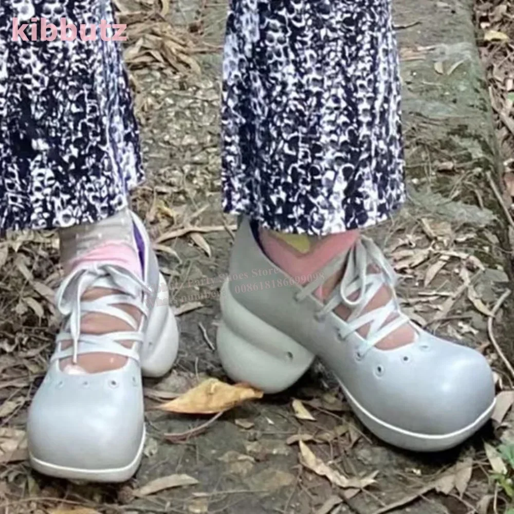 

Gray Mary Jane Pumps Shallow Mouth Lacing Thick Bottom Chunky Heel Round Toe Platform Muffin Bottom Women Single Shoes Newest