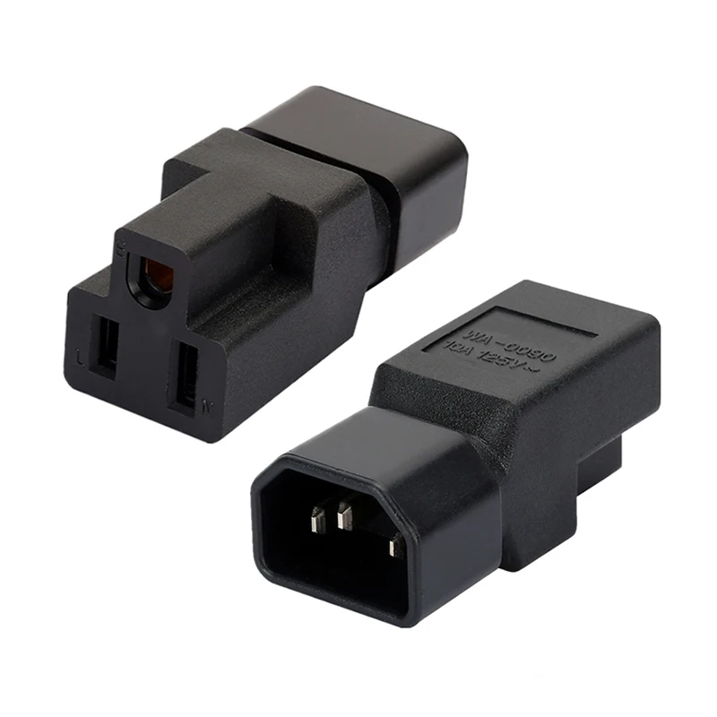 IEC 320 C14 to Nema 5-15R AC Adapter, IEC 3Pin Male to US Female Computer Room Server Power Conversion Adapter AC Plugue