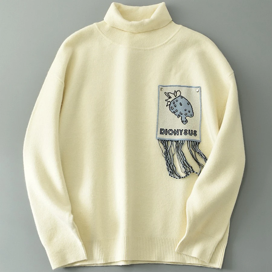 

Thiened вязаный свитер с высоким воротником и кисточками, свободный крой, зимний мужской свитер, модный, теплый, универсальный, длинный све