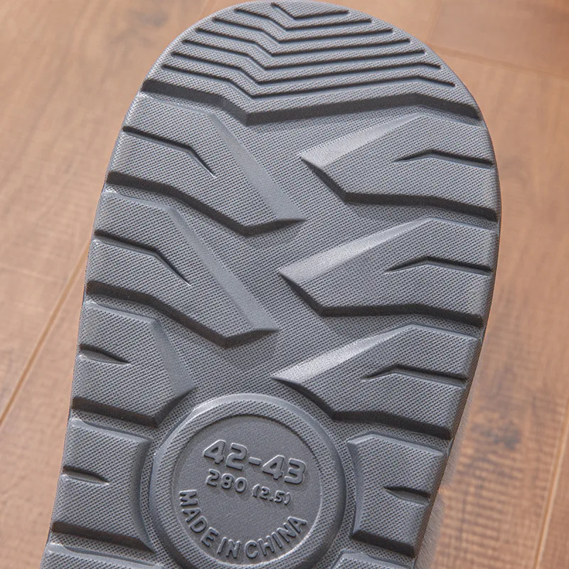 Große Größen 50 51 Winter-Hausschuhe für Herren mit Dicker Sohle, Warme Indoor-Paarschuhe, Rutschfeste Flache Plattform-Baumwollpantoffeln – Detail 4