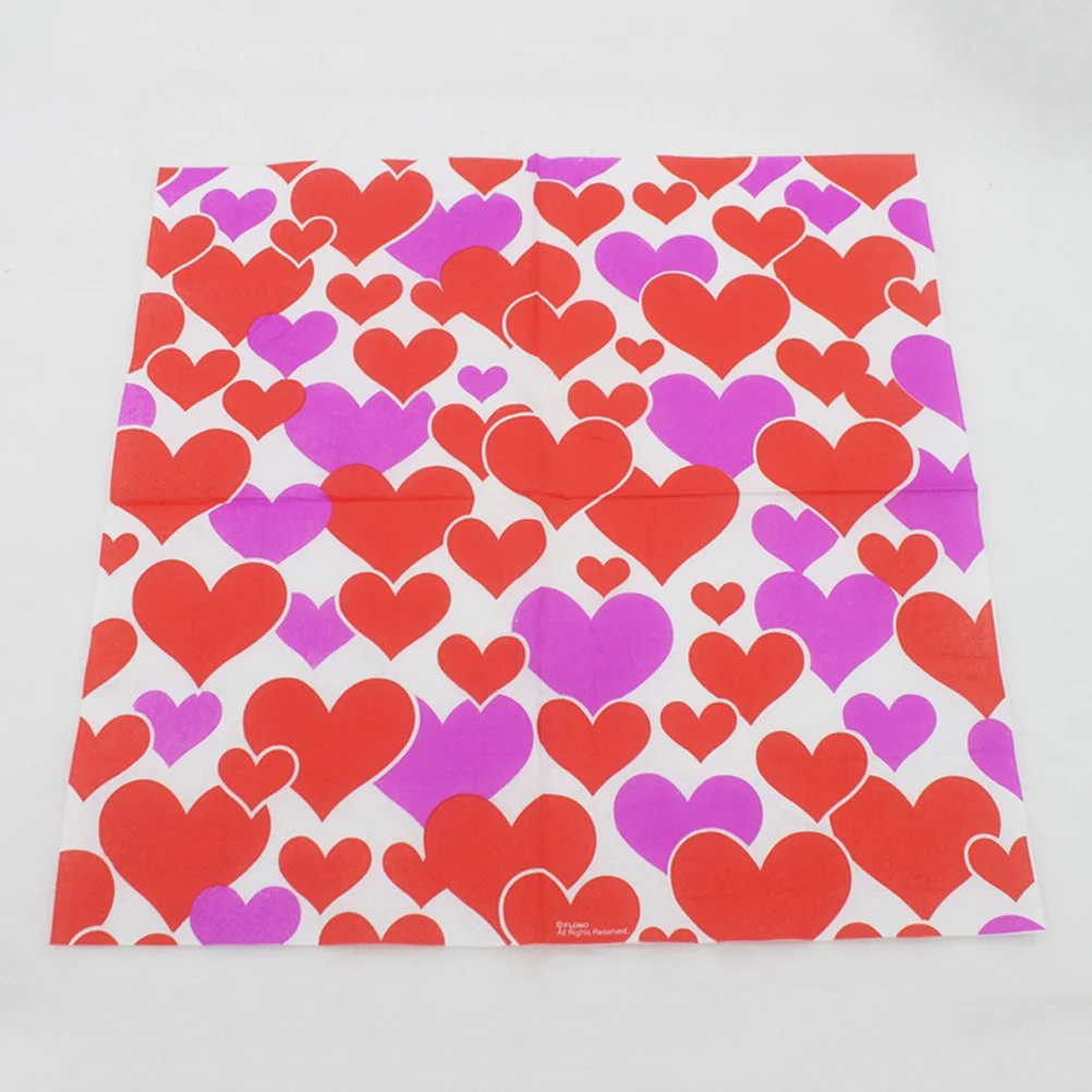 

40pcs Wedding Paper Napkins Heart Printed Disposable Dinner Napkins For Party Banquet Valentine'S Day Premium Absorbent Tissue