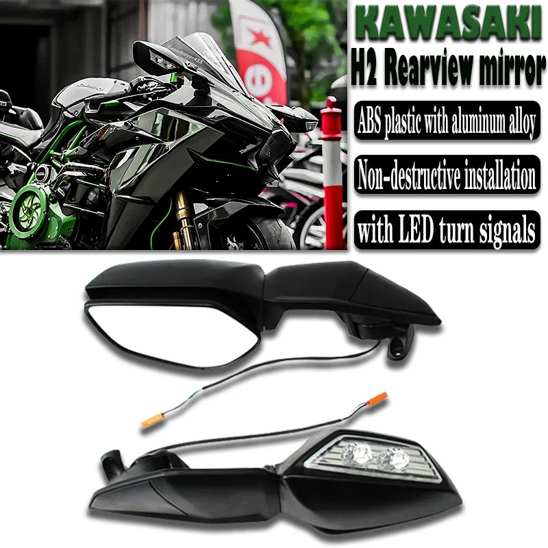 

New Moto Zx-10r Rearview mirrors For Kawasaki H2 Ninja 400 ZX-4R ZX10R ZX 10R 2016-2020 Motorcycle LED Turn Signal Light Mirrors