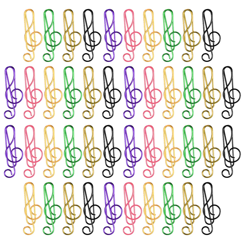 

75 Pcs Note Paper Clip File Holder Clips Music Notes School Cartoon Sturdy Metal for Paperwork Page Marker