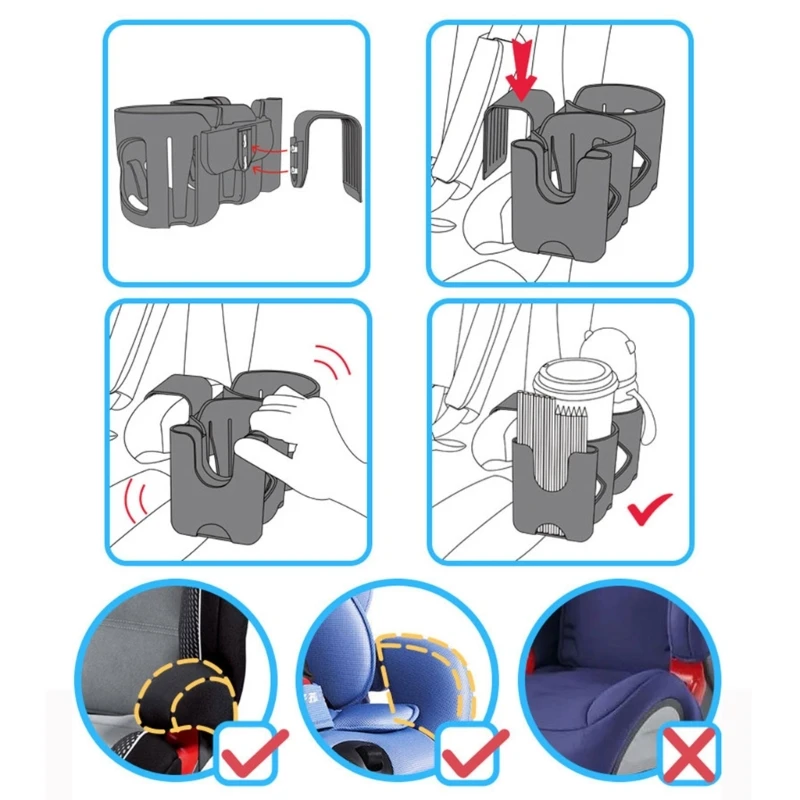 Porte-boisson pour sièges d'auto pour bébé, porte-gobelet sécurisé Stable en ABS pour les longs voyages