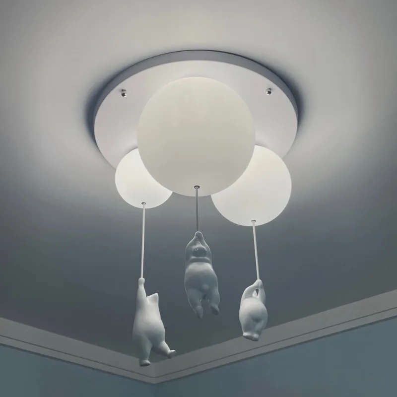 Modern Balloon Hanging Pendant Lamp Lights Bear Children Bedroom Chandelier Living Dining Room  Lighting Panda Indoor Led Study