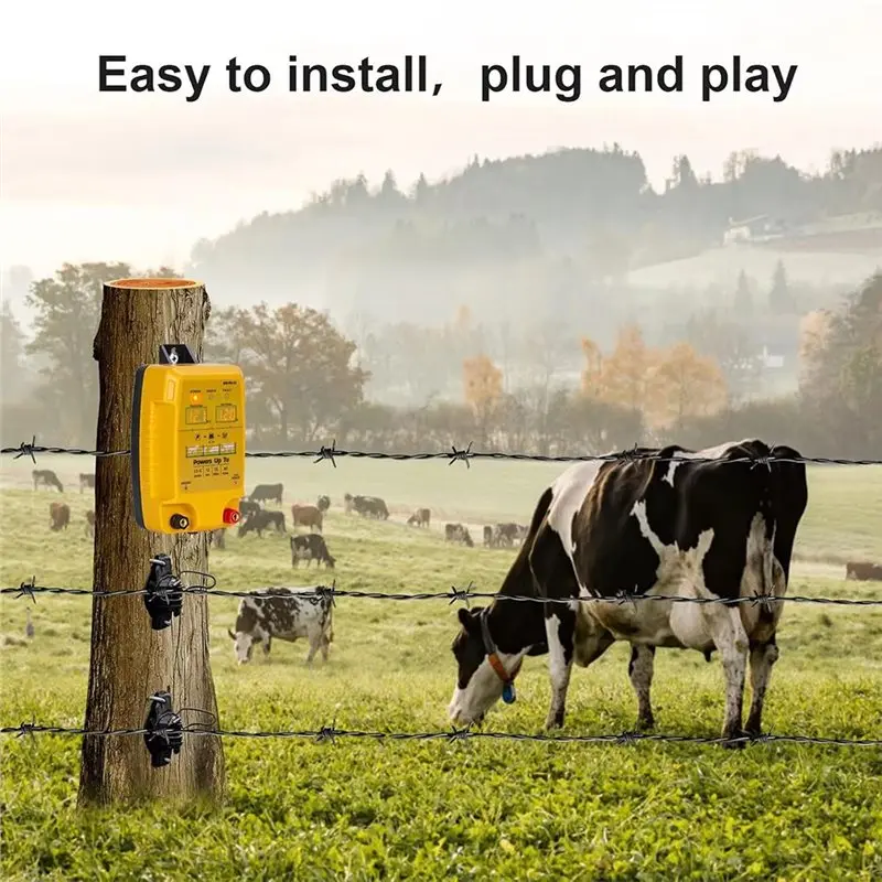 Electric Fence Animal Fence 12Km Livestock Breeding Electronic Fence, Animals Poultry Farming Shepherd Fence Tool US-PLUG