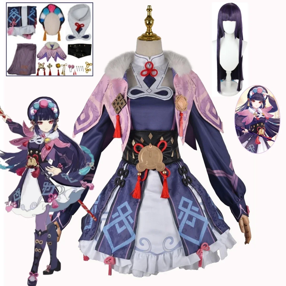 GenshinImpact YunJin Kostum Cosplay Set para Mulheres Adulta, Uniforme de Performance, Ópera, Estilo Chinês, Halloween, Carnaval, Festa