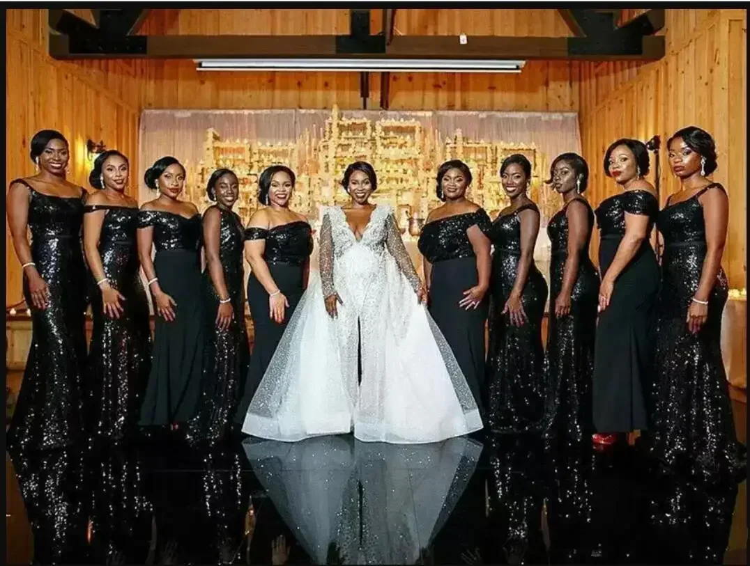 Customized  Handmade Heavy Pearls Beading Mermaid Wedding Dress With Detachable Train Full Sleeves African Bridal Gown