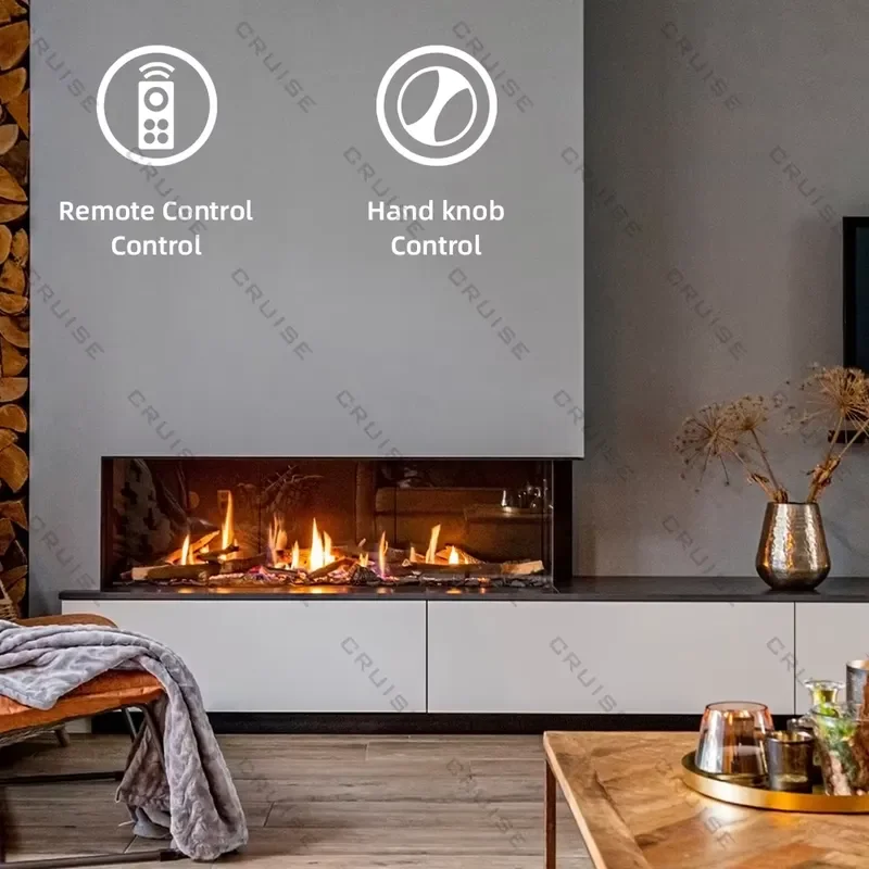 Double Sided Glass Gas Fireplace Insert Clean Burning Eco Friendly Modern Home Decor Living Room Heating Appliance