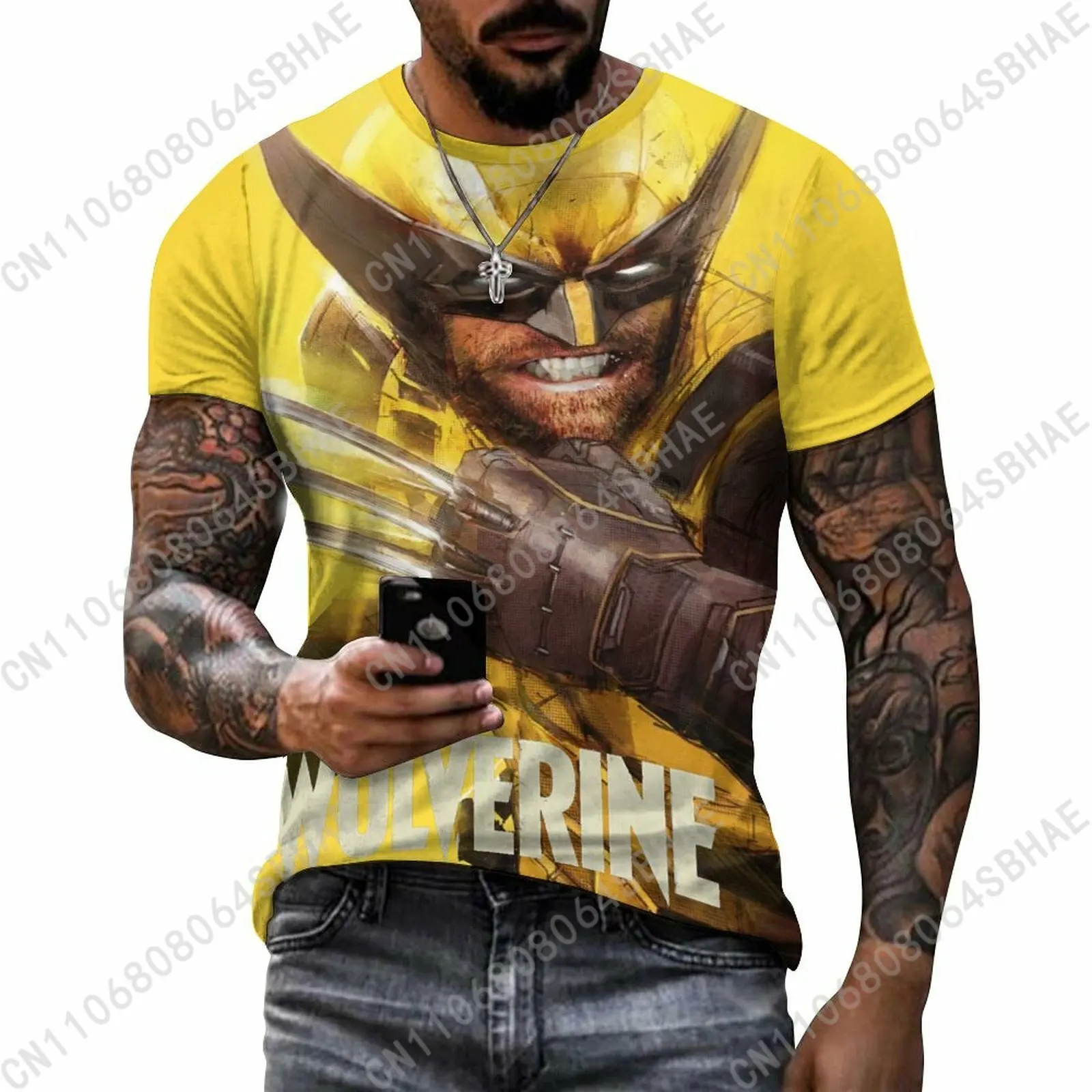 

Marvel Wolverine Custom Pattern Men's Cotton T-Shirt Short Sleeve Tee Men Tops Personalized Tshirt Summer Cosplay