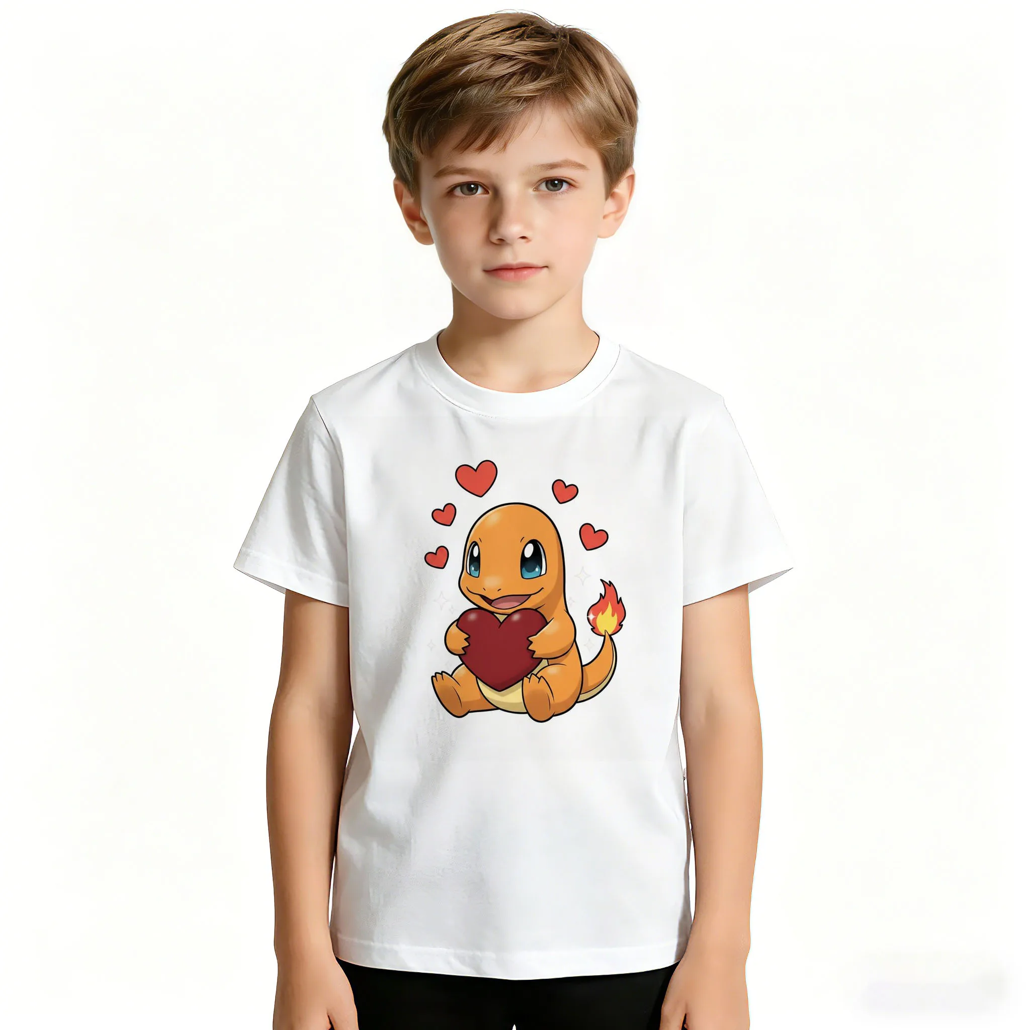 

Summer Anime Pokémon Cosplay T-Shirt Cotton Short Sleeve Tops Casual Loose Retro T-Shirt Men Women Kids Family Matching Outfits