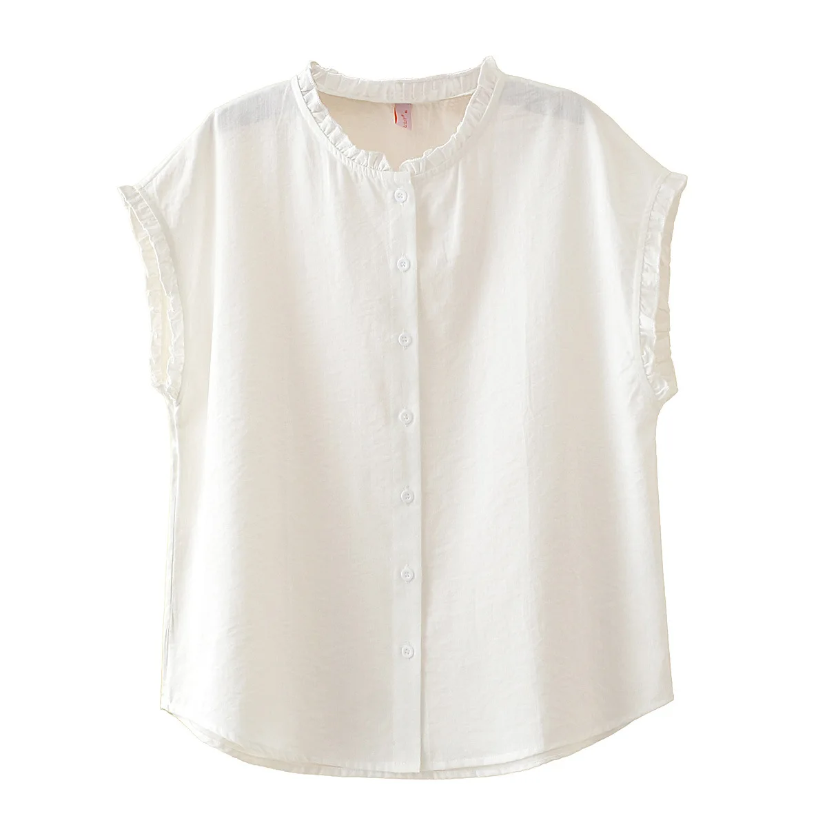 

XXXXL Fashion Plus Size Woman Clothing Blouses Sleeveless Ruffled Collar Shirt 2026 Spring/Summer Simple And Versatile Top 187