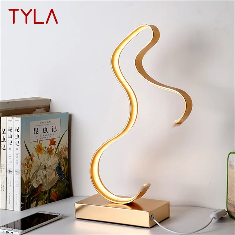TYLA Nordic Table Lamp Modern Gold  LED Personality Creative Aluminum Desk Light For Home Living Room Bedroom Bedside Decor