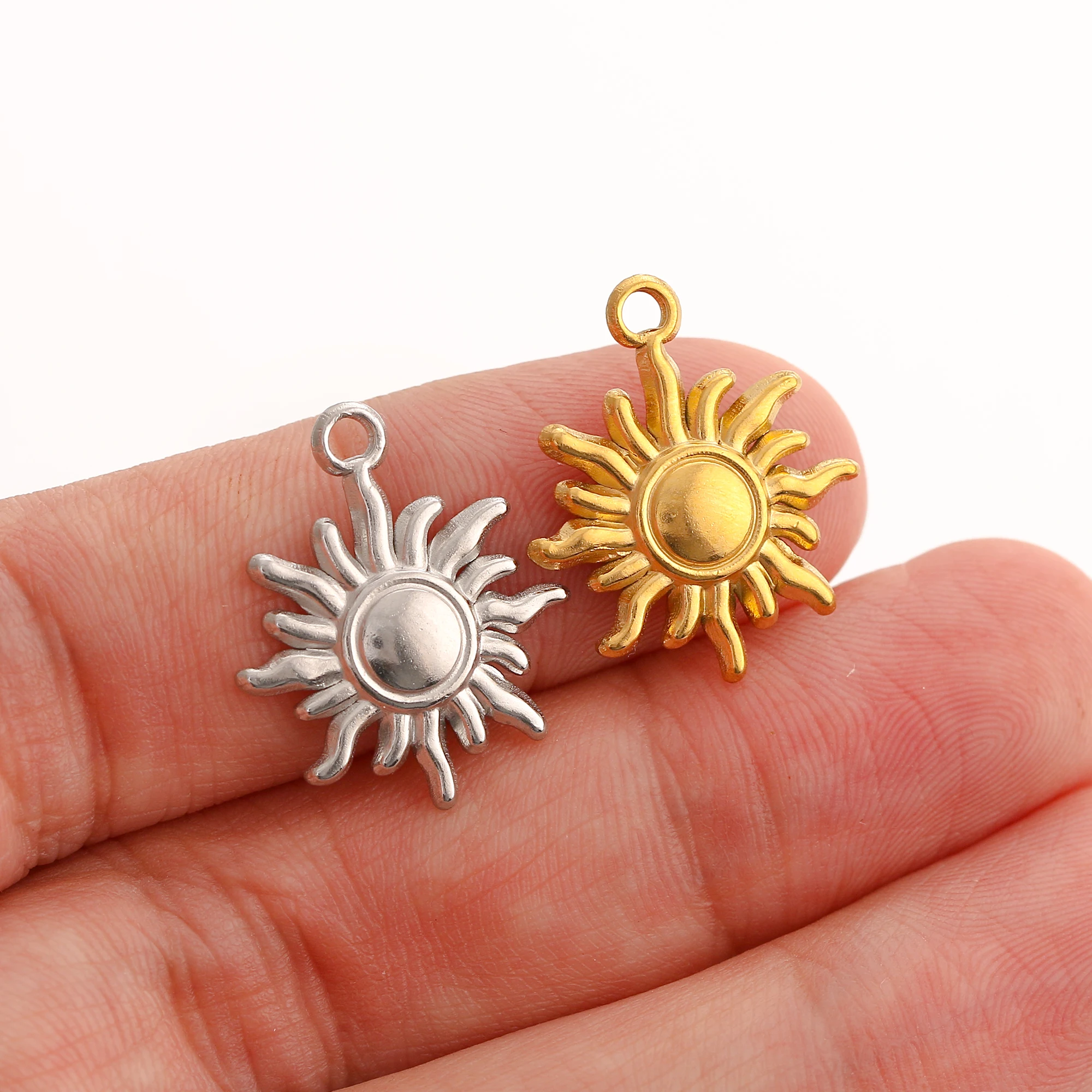 3 Stück Vintage Sonne/Stern/Erde Sonne Charm 3D Prägung Sunburst Edelstahl Anhänger DIY Armband Halskette Erkenntnisse Schmuckherstellung – Detail 20