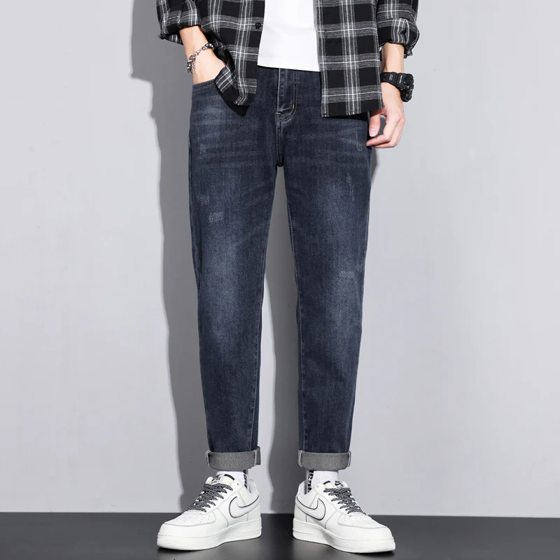 

Jeans Men Harem Pants Slim Fit Blue Stretch Casual Denim Pants Streetwear 2024 Spring And Autumn Men's Trousers Clothing