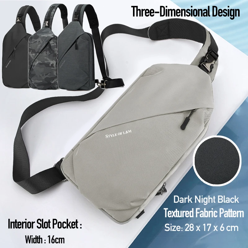 Male Sling Bag Waterproof, Brand L&M Men's Shoulder Bags Lightweight, High-quality Chest Packet, Anti-Theft Cross Backpack