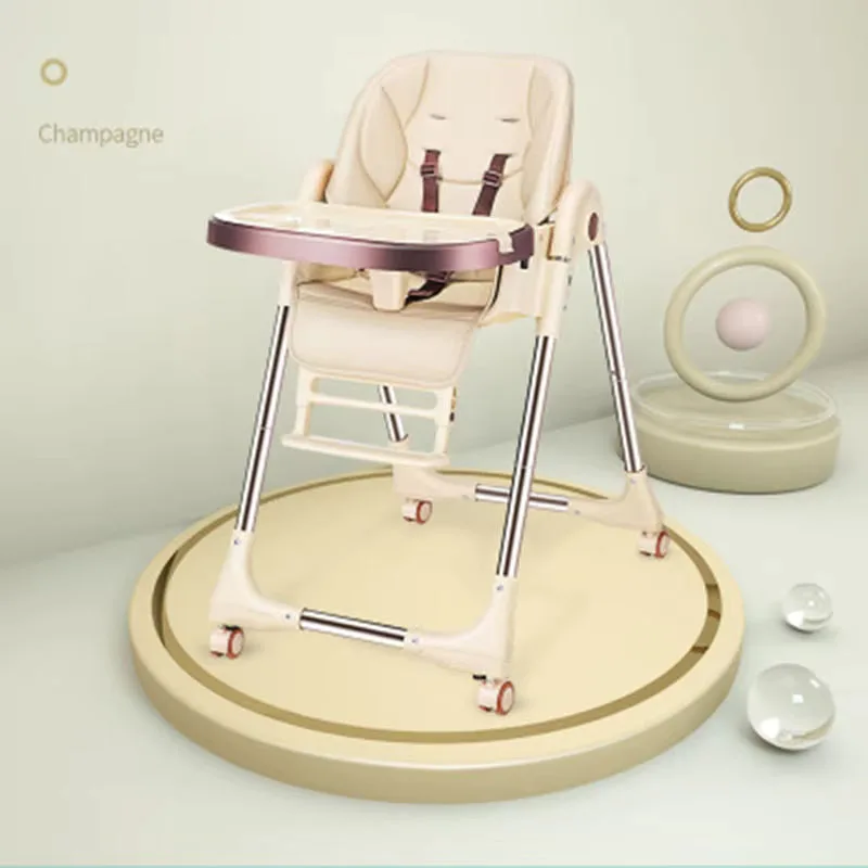 Baby Dining Chair Multifunctional Foldable Portable Household Baby Dinner Table and Chairs with Wheels for Children Dining Chair