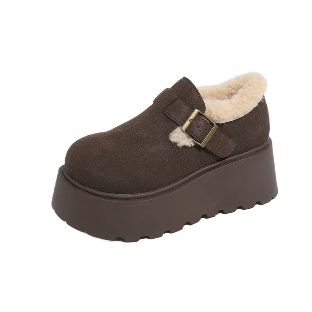 

Женские лоферы, сабо на платформе, осенние ботинки без шнуровки в стиле ретро, зимние мокасины 2024, новые плюшевые теплые туфли, Zapatillas Mujer