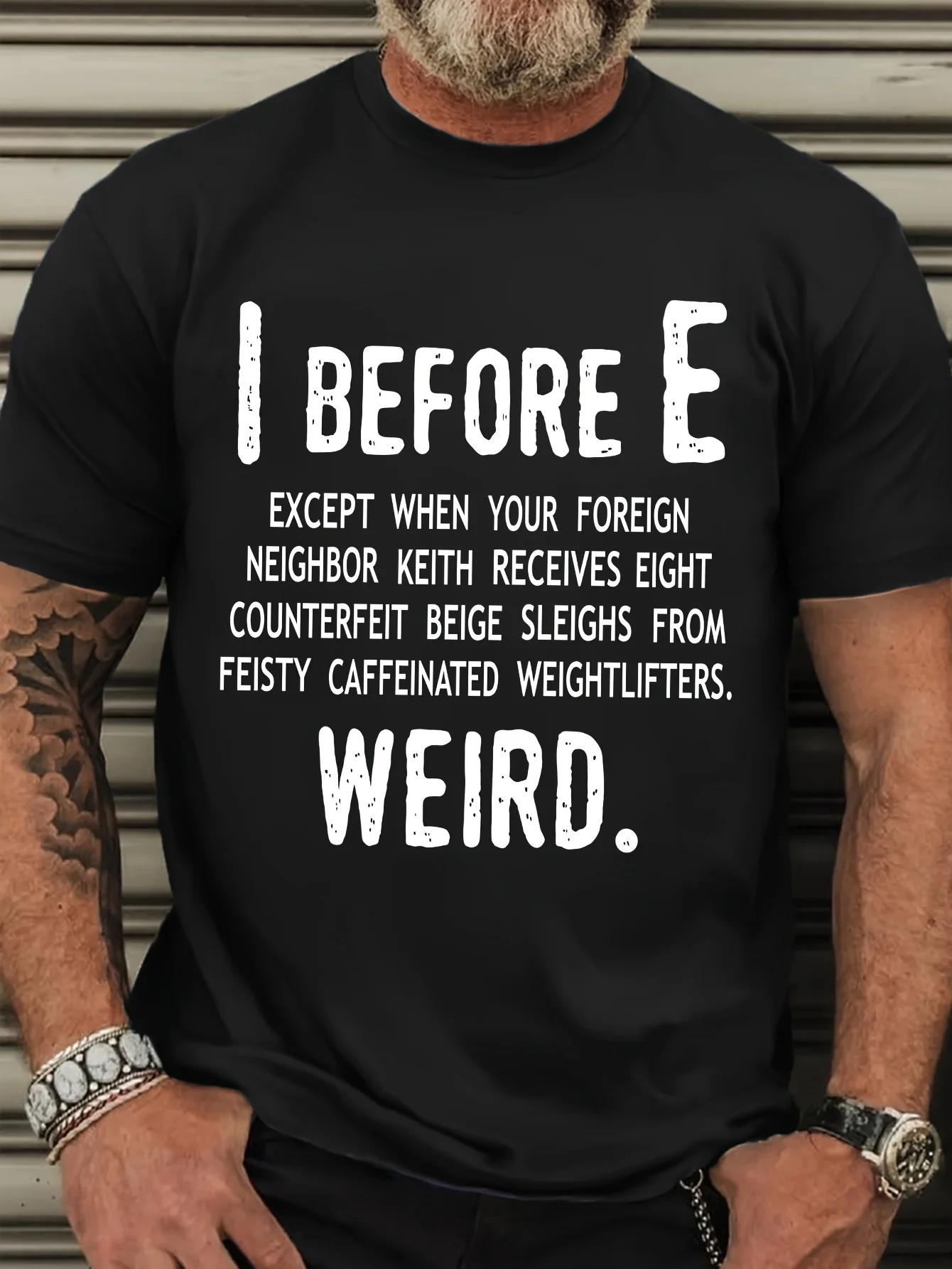 

Adult casual crew-neck T-shirt - Knitted fabric, slogan print, spring-summer autumn-winter collection, extra large size