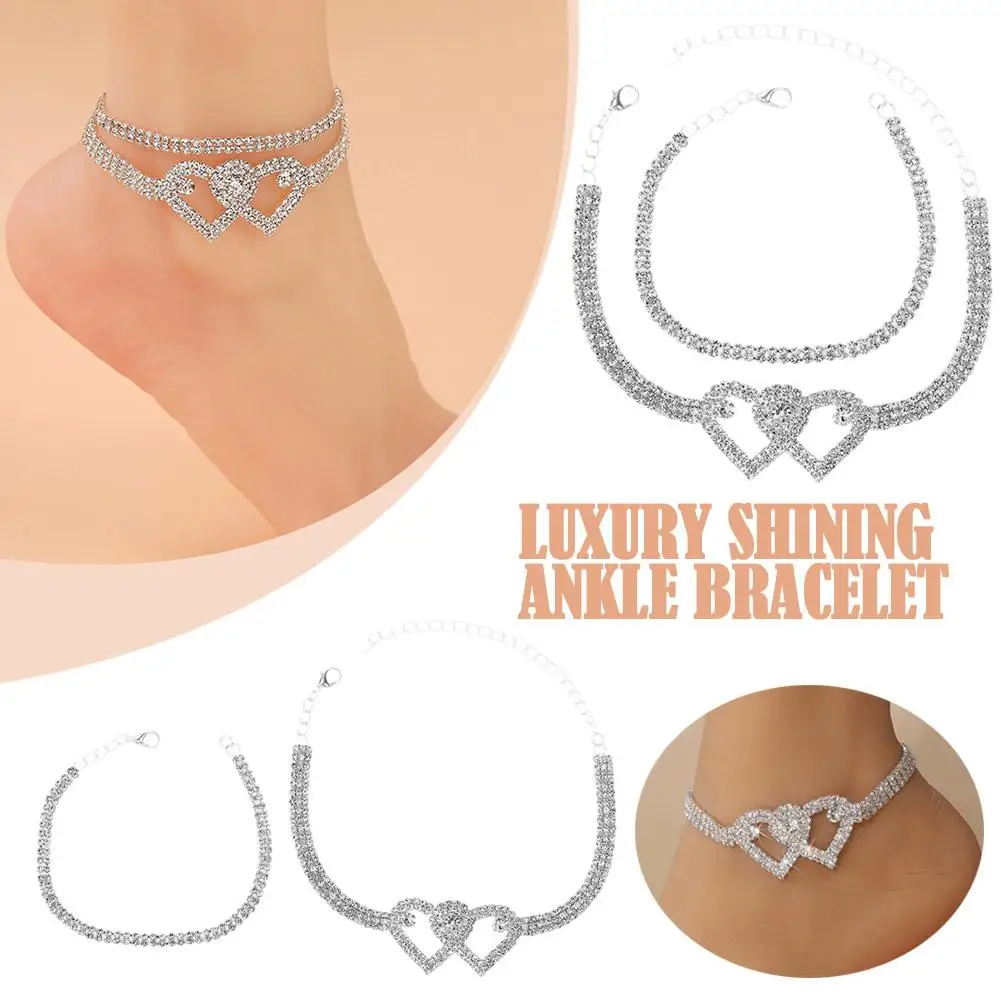 Rhinestone Chain Anklets For Women Luxury Shining Ankle Bracelet On Leg Female Wedding Party Jewelry Fashion Foot Accessori A0L1