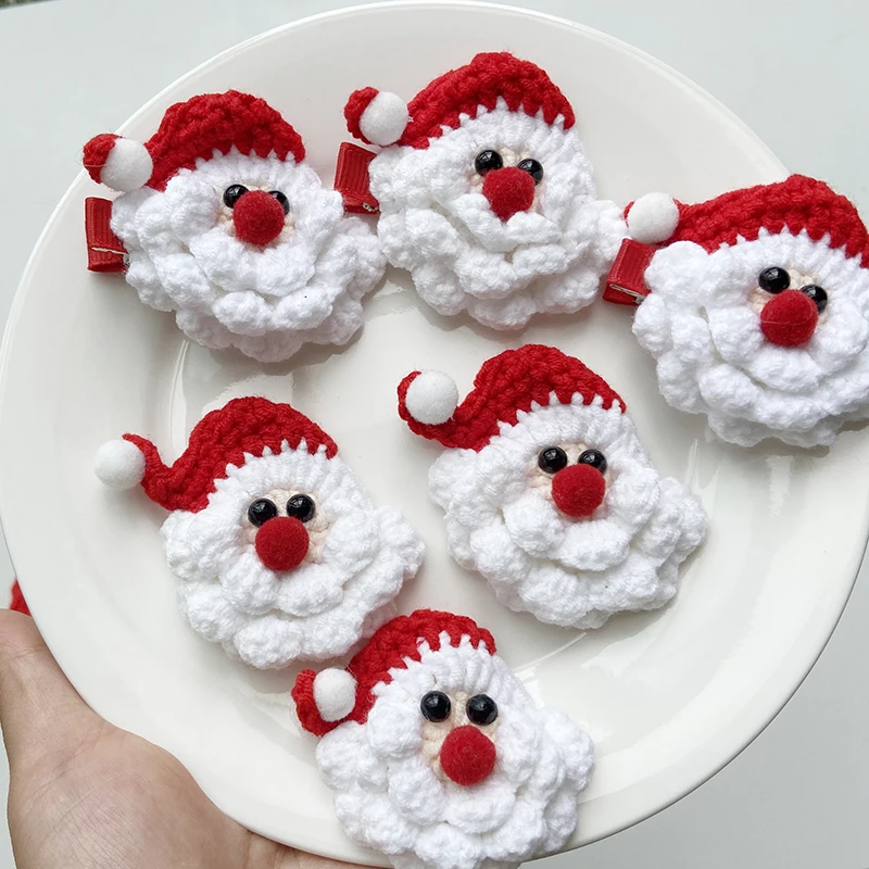 1Pcs Knitted Handmade Wool Crochet Santa Claus Pendants For Key Chain Bags Hanging Hairpin Decorate Accessory