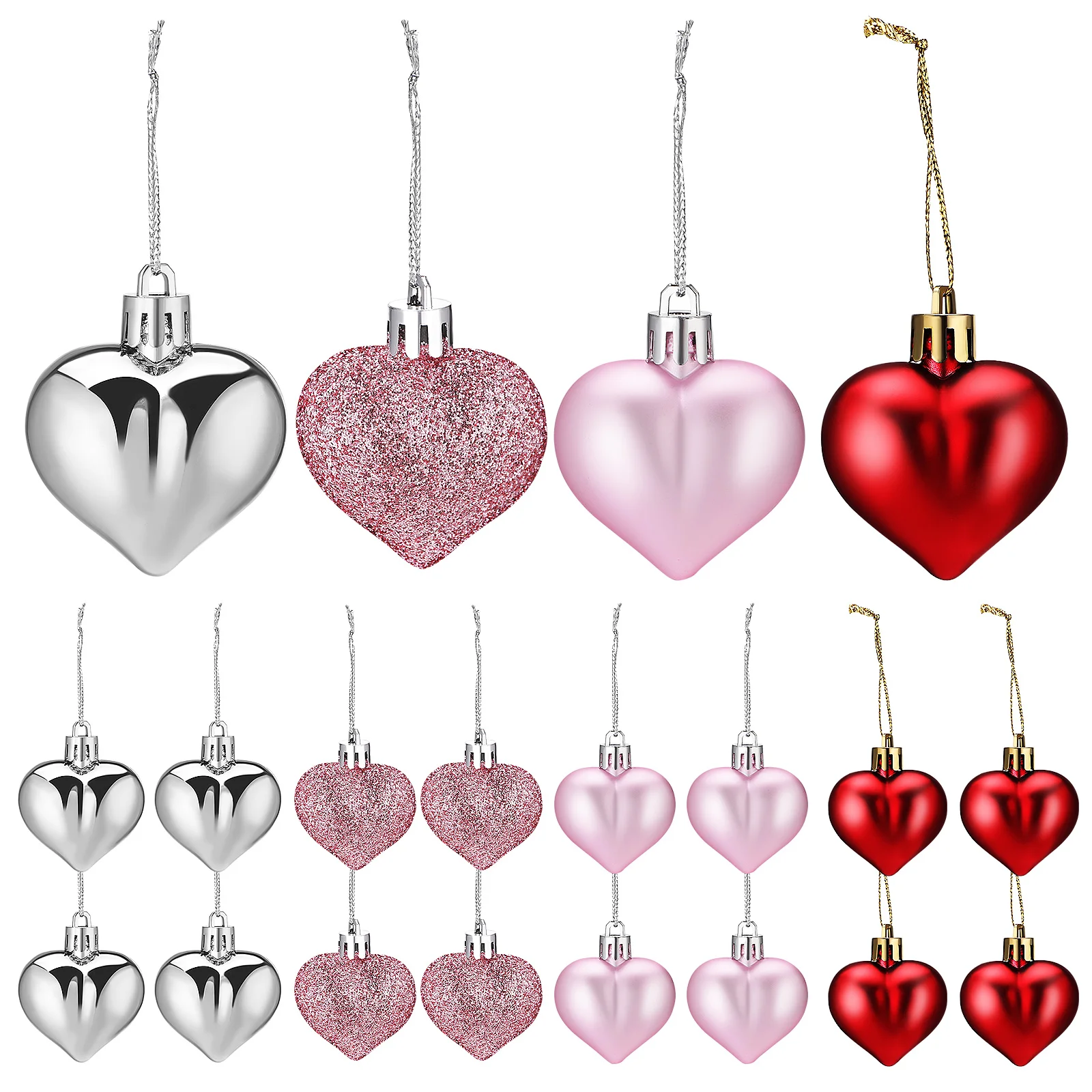 

48pcs Heart Valentines Day Heart naments naments for Home Valentine Wedding Christmas Plastic Hanging Decorations Unique