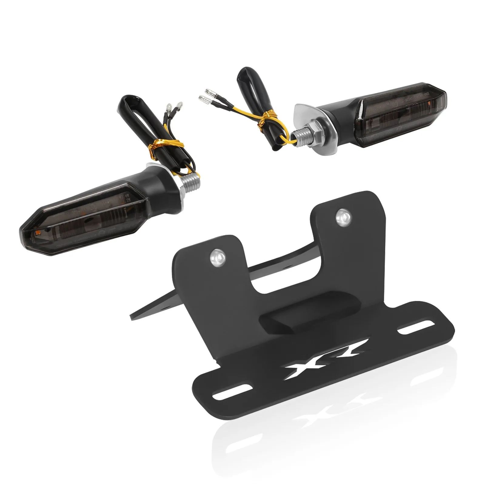 3mm Aluminum LED License Plate Holder & Turn Signals For Honda - 6LED Waterproof Smoke/Clear Fit XR125L/150L/190L 2010-2022