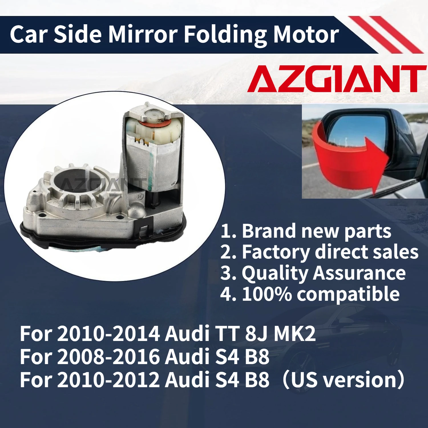 

For Audi TT 8J MK2 2010-2014/S4 B8 2008-2016/S4 B8（US version）2010-2012 Car rearview mirror folding motor module 100% compatible