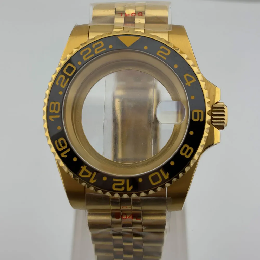 골드 316L 스테인레스 스틸 더블 턴 케이스 사파이어 GMT50BAR 방수 NH34 NH35 NH36 무브먼트 jubbile 스트랩에 적합