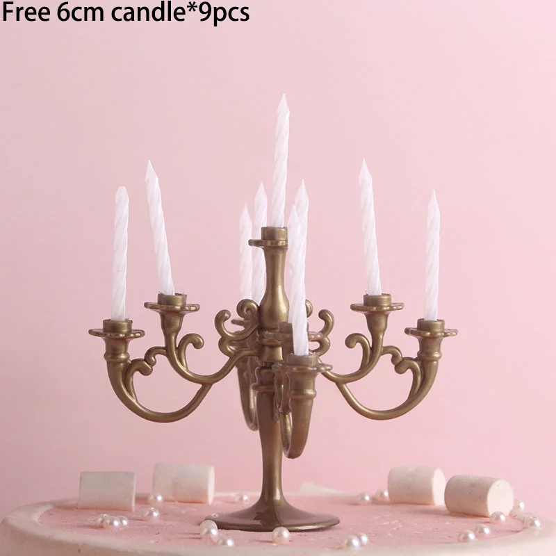 1pcs Creative Plastic Candle Holder Cupcake Birthday Cake Decoration Decoration Goods with Candle DIY Gift Wedding Party