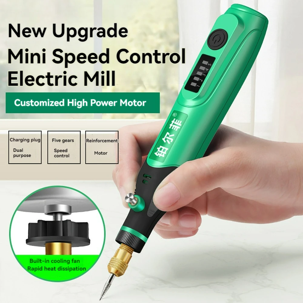 3.7V 5-speed Cordless Electric Drill Grinder Small Hand Jade Wood Carving Griding Cutting Rotary Tool Polishing Engraving Pen