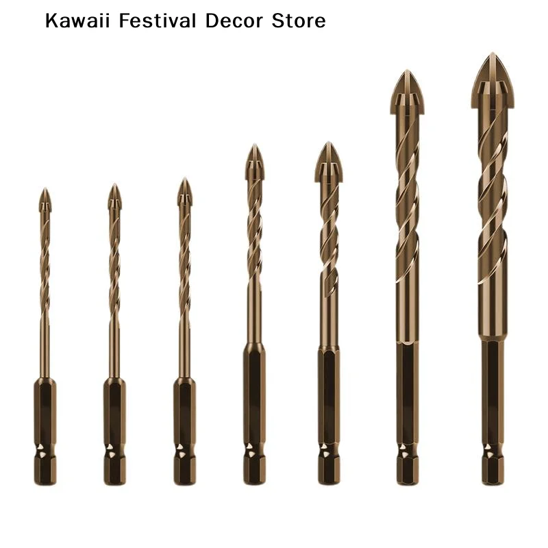 【K】High Quality 4-Blade Cross Carbide Drill Bit Set Glass Ceramic Concrete Hole Opener Alloy Triangle Drill Size 3 -12 Mm