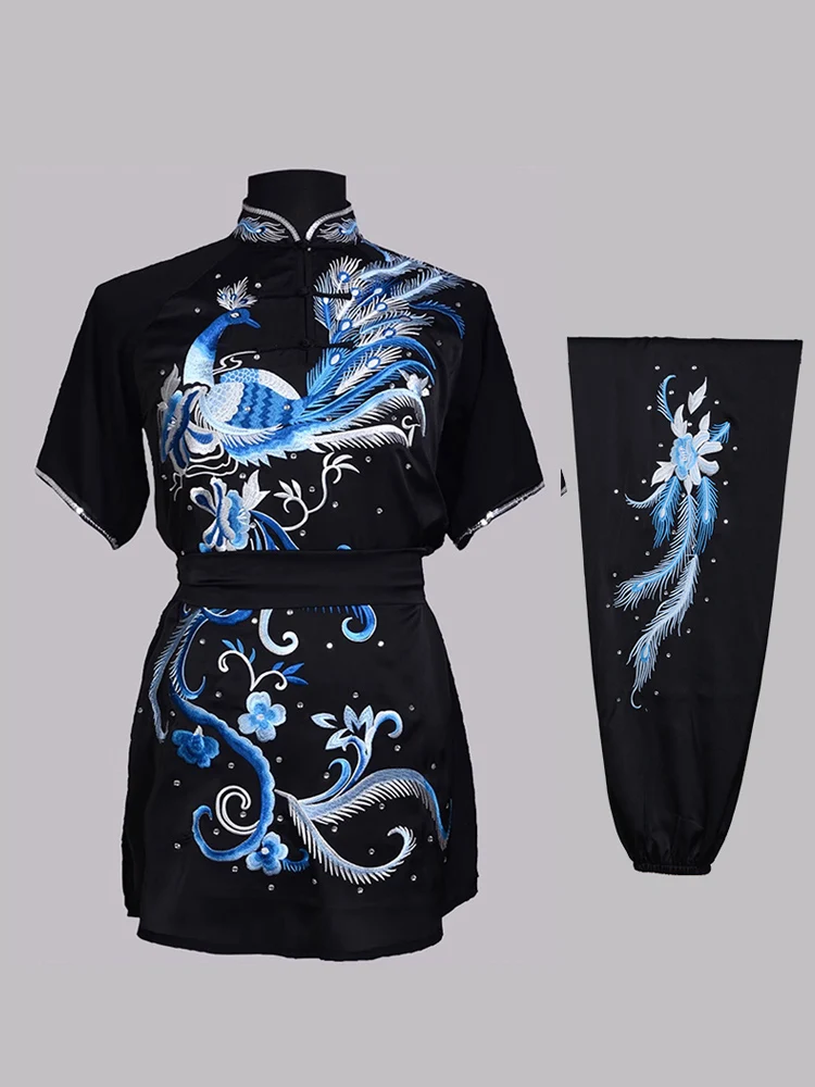 زي الكونغ فو المطرز على شكل طاووس للنساء - بدلة أداء ومنافسة مخصصة من Wushu Chang Quan