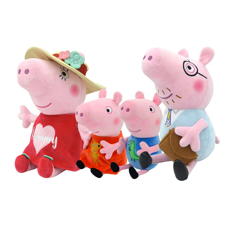 4Pcs Peppa Pig Plush Toys Set George Pig 19/30cm Cute Mom Dad Family Plush Doll Holiday Party Decoration Child Xmas Gifts Toys