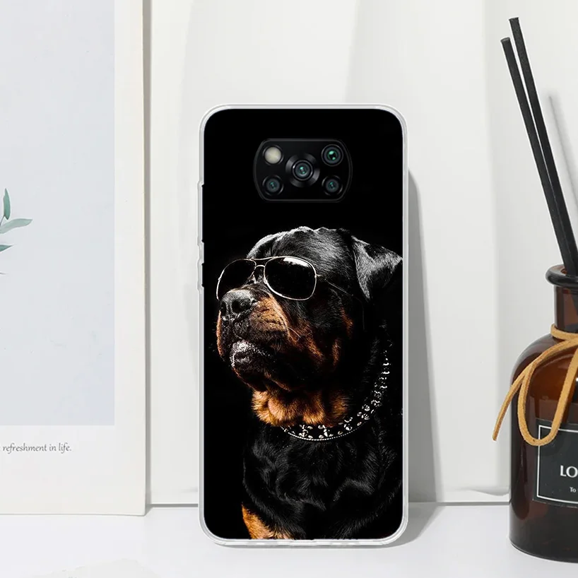 Rott weiler hund telefon hülle für xiaomi poco x6 x5 x4 x3 nfc f6 f5 pro f4 gt f3 f2 f1 m5s m4 m3 art fundas rückseitige abdeckung