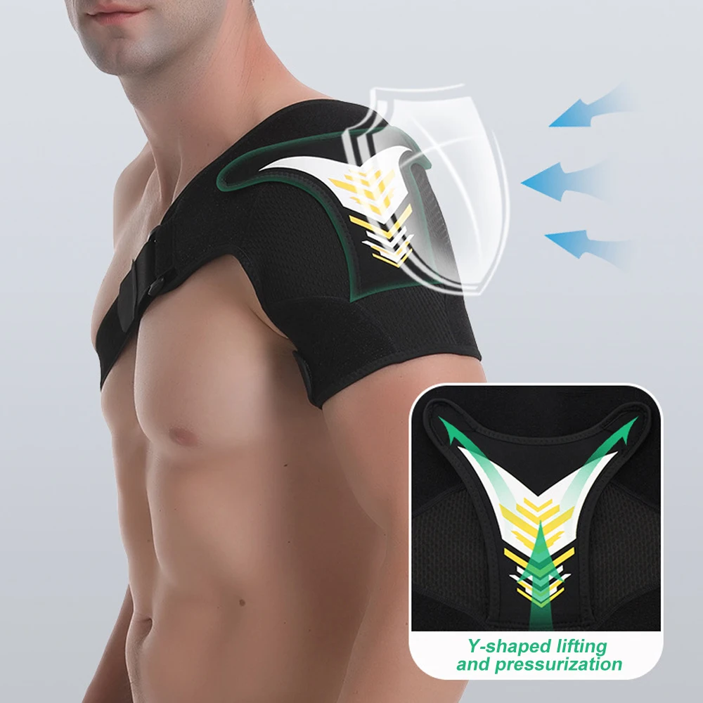 1pc New Arm-Shoulder Brace with Pressure Pad Adjustable Breathable Gym Sports Care for Relieve Shoulders Pain-For Men & Women