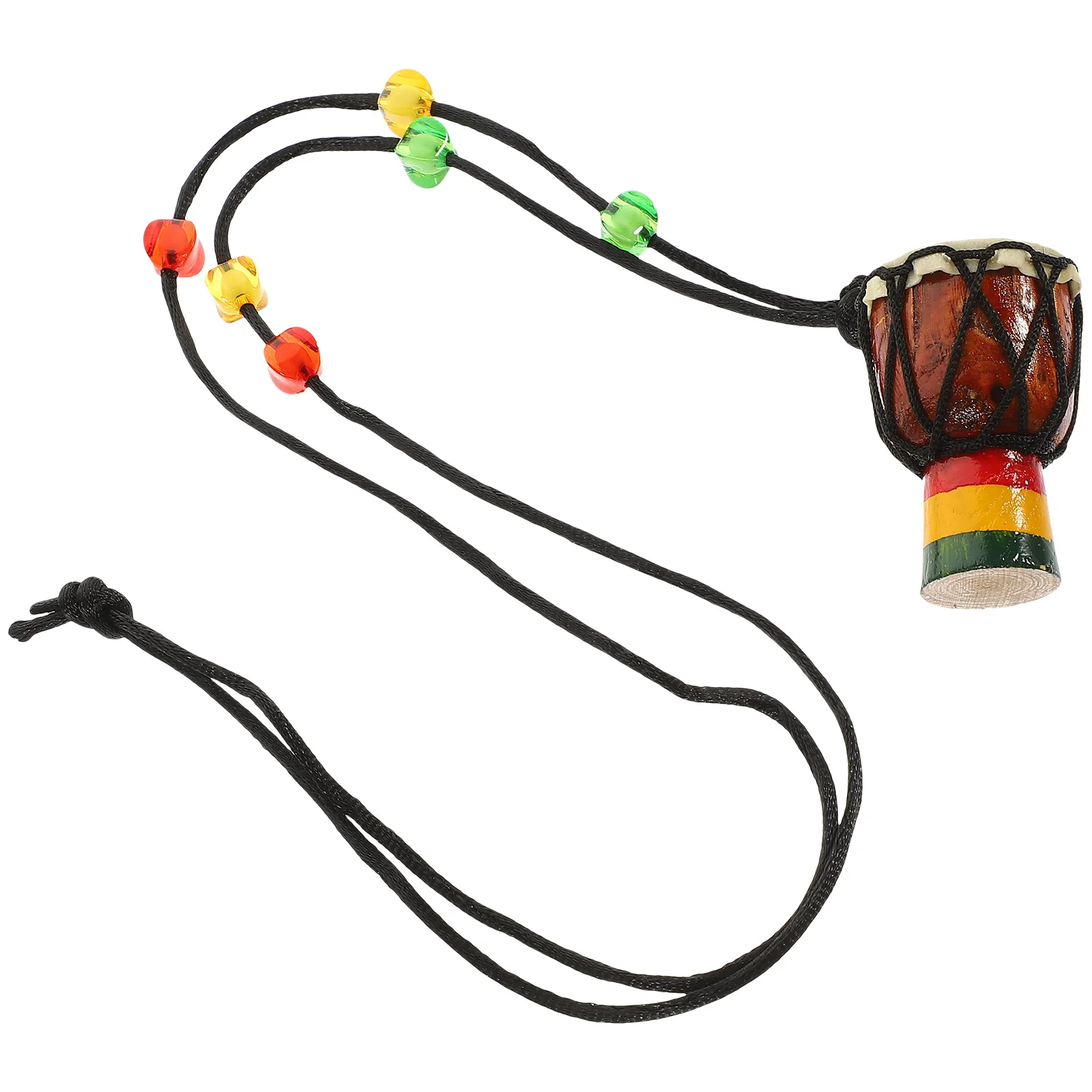 

Handcrafted Wood Drum Necklace African Miniature Pendant Musical Instrument Decor Gift Home Office Desktop Accessory