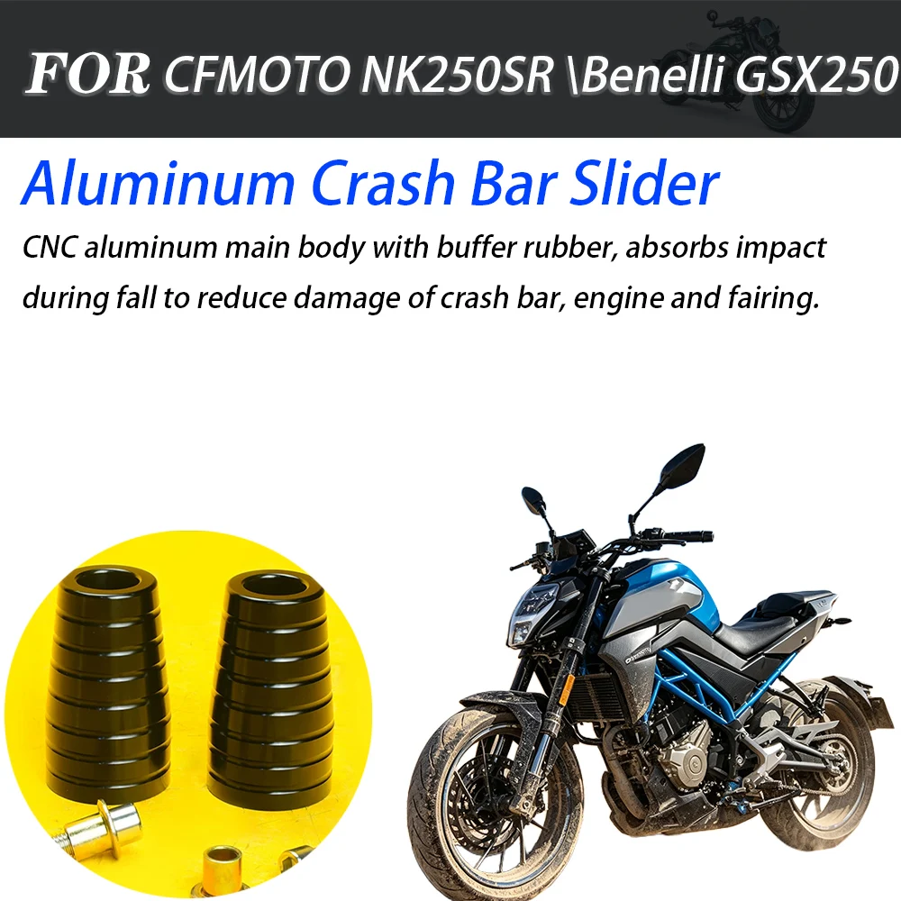 For CFMOTO NK250SR Benelli GSX250 Motorbike Crash Bar End Cap Aluminum Anti-fall Slider Buffer Protection Modification Accessori